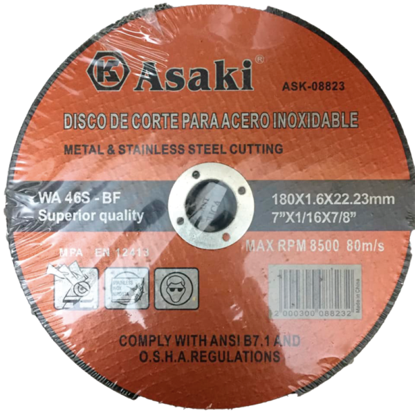 Disco de Corte para Acero Inoxidable 7" / valor con IVA por 12 unidades